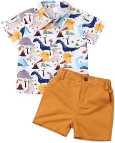 img 4 attached to 🦖 Gentleman-inspired Dinosaur Toddler Clothes: Boys' Bermuda Clothing Sets & Apparel