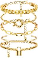 yfstyle 5-piece adjustable gold bracelets set for 💫 women - thin cuff bangles with charm bead detailing logo