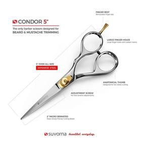 img 2 attached to 🧔 Suvorna Condor 5-Inch Beard Scissors for Men: Mustache Scissors for Cutting, Styling, and Trimming. Crafted with High-Quality Japanese Steel. The Ultimate Razor Edge Barber Scissors Tailored for Exceptional Beard Grooming.