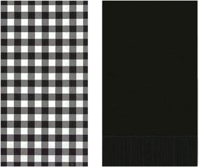 img 3 attached to Black Buffalo Check Disposable Guest Towels Paper Napkins for Bathroom, 2 Sets of 16 Packages