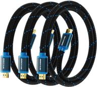 🔌 premium 1 foot hdmi cable 4k ultra hd (3 pack) - high speed 18gbps, 4k@60hz hdr, nylon braided hdmi 2.0 cables for monitors, hdtv, 3d & more logo