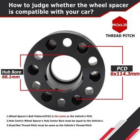 img 2 attached to Richeer 6x4.5 Hub Centric Wheel Spacers: Идеальная посадка для Frontier 2005-2021, Pathfinder и Xterra - 4 шт. 1.5 дюйма 6x114.3 мм с болтами M12x1.25 и центральным отверстием диаметром 66.1 мм