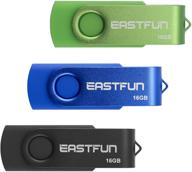 📦 eastfun 3pack - флэш-накопитель usb 2.0 на 16 гб - thumb drive - jump drive pen drive - zip drive memory stick (черный/синий/зеленый) логотип