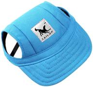 🐾 stylish and comfortable happy hours canvas oxford fabric cap for dogs, cats, and pets - blue with ear holes, adjustable strap, and sun protection логотип