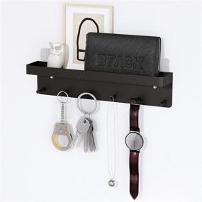 img 3 attached to 🗝️ Stylish Wall Mounted Key Holder and Mail Organizer with Tray – Modern Key Rack for Home, Office, or Kitchen Décor – Stainless Steel Hooks & Mail Holder - 6 Hooks (Black)