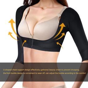 img 3 attached to 👗 BRABIC Compression Upper Arm Shaper for Women - Post Surgical Slimmer Sleeves with Posture Corrector - Shapewear Tops
