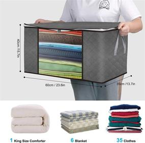 img 3 attached to Bariarta Large Capacity Clothes Storage Bag - Collapsible, Reinforced Handle, Thick Fabric - 4 Pack, 90L, Grey