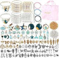 📿 732pcs bangle bracelet making kit - urradia charm bracelet making set with 20pcs expandable bangles, charms, pendants, necklace cords, open jump rings for diy craft jewelry making - gift box included logo