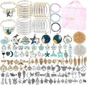 img 4 attached to 📿 732pcs Bangle Bracelet Making Kit - Urradia Charm Bracelet Making Set with 20pcs Expandable Bangles, Charms, Pendants, Necklace Cords, Open Jump Rings for DIY Craft Jewelry Making - Gift Box Included