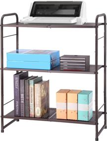 img 3 attached to 🗄 Adjustable 3-Tier Storage Rack, Stackable and Expandable Organizer for Kitchen, Laundry, and Bathroom, in Bronze - Ideal for Trending Home Organization