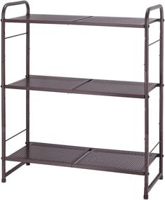 img 4 attached to 🗄 Adjustable 3-Tier Storage Rack, Stackable and Expandable Organizer for Kitchen, Laundry, and Bathroom, in Bronze - Ideal for Trending Home Organization