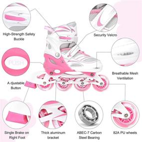 img 1 attached to 🔆 Adjustable Full Light Up Inline Skates with Skate Bag & Wheels – Illuminating Outdoor Roller Skates for Girls, Boys, and Beginners – Kids' Inline Skates