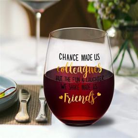 img 1 attached to Chance Made Us Colleagues: Funny Coworker Gifts for Women - Perfect Office, Leaving, Holiday, and Christmas Wine Glass 18 oz