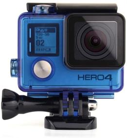 img 2 attached to Водонепроницаемый корпус для подводной съемки для GoPro Hero 4, Hero 3+, Hero 3 - Глубина погружения до 40 метров (131 фут) - Прозрачно-синий - SOONSUN