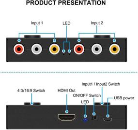 img 3 attached to Адаптер конвертера видео и аудио 2 AV в HDMI - 1080P/720P 2-портовый переключатель RCA Composite CVBS AV - поддержка переключения 4:3/16:9 - Для Sega Xbox PS2 PS3 N64 NGC SNES WII VHS VCR Camera DVD - Купить сейчас!