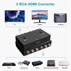 img 1 attached to Адаптер конвертера видео и аудио 2 AV в HDMI - 1080P/720P 2-портовый переключатель RCA Composite CVBS AV - поддержка переключения 4:3/16:9 - Для Sega Xbox PS2 PS3 N64 NGC SNES WII VHS VCR Camera DVD - Купить сейчас!