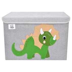img 3 attached to 🦖 Organize & Play: CLCROBD Triceratops Pattern Foldable Toy Chest for Kids - Spacious & Fun Storage Solution for Toddlers and Children