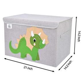 img 2 attached to 🦖 Organize & Play: CLCROBD Triceratops Pattern Foldable Toy Chest for Kids - Spacious & Fun Storage Solution for Toddlers and Children