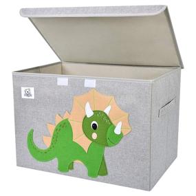 img 4 attached to 🦖 Organize & Play: CLCROBD Triceratops Pattern Foldable Toy Chest for Kids - Spacious & Fun Storage Solution for Toddlers and Children