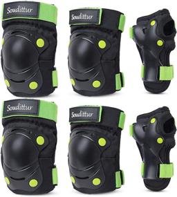 img 4 attached to 🚴 Kids Protective Gear Set for Bike, Cycling, Roller Skating - Soudittur Knee Pads, Elbow Pads, Wrist Guards - Weight Range: 22-100lb - Skateboard, Inline Skating