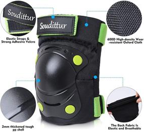 img 2 attached to 🚴 Kids Protective Gear Set for Bike, Cycling, Roller Skating - Soudittur Knee Pads, Elbow Pads, Wrist Guards - Weight Range: 22-100lb - Skateboard, Inline Skating