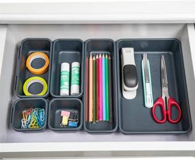 img 2 attached to 🗄️ Organize and Declutter with Backerysupply's Set of 22 Interlocking Desk Drawer Organizer Tray in Black for Efficient Office Storage