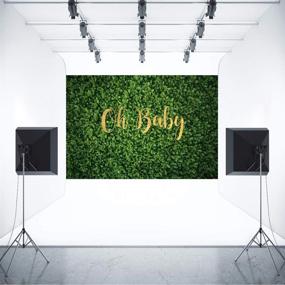 img 1 attached to 🌿 Aperturee Oh Baby Green Leaves Wall Backdrop: 7x5FT Spring Nature Lawn Photography Background for Baby Shower, Newborn Photoshoot, and Party Decoration