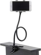 auxo-fun lazy bracket bed phone holder: ultimate universal mobile phone stand, bendable gooseneck long arm clip for car, desk, kitchen - fits all cell phones! (black) logo