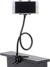 img 4 attached to AUXO-FUN Lazy Bracket Bed Phone Holder: Ultimate Universal Mobile Phone Stand, Bendable Gooseneck Long Arm Clip for Car, Desk, Kitchen - Fits All Cell Phones! (Black)