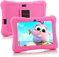 планшет для детей pritom 7 дюймов: android 10, четырехъядерный процессор, 16 гб памяти, wifi, bluetooth, двойная камера, родительский контроль, предустановленные образовательные игры, чехол для детского планшета (светло-розовый) логотип