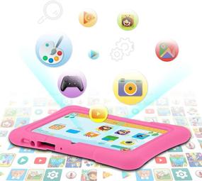 img 2 attached to Планшет для детей Pritom 7 дюймов: Android 10, четырехъядерный процессор, 16 ГБ памяти, WiFi, Bluetooth, двойная камера, родительский контроль, предустановленные образовательные игры, чехол для детского планшета (светло-розовый)