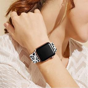 img 1 attached to Модные и прочные ремешки Easuny, совместимые с Apple Watch - потрясающие бессменные цветочные узоры для женщин и девочек - высококачественные силиконовые замены ремешка для iWatch SE и серий 6/5/4/3/2/1.