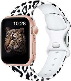 img 4 attached to Модные и прочные ремешки Easuny, совместимые с Apple Watch - потрясающие бессменные цветочные узоры для женщин и девочек - высококачественные силиконовые замены ремешка для iWatch SE и серий 6/5/4/3/2/1.