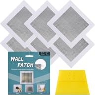 🔨 high strength drywall repair kit - 6 pack 4 inch wall patch kits with extended self-adhesive mesh and aluminum patch - spackle wall repair kit, ideal for drywall patching (4"x4") logo