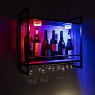 🍷 enhance your wine display: wall-mounted led wine rack with stemware rack - rustic metal design, 16 rgb dimmable colors, remote control included! логотип