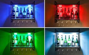 img 2 attached to 🍷 Enhance your Wine Display: Wall-Mounted LED Wine Rack with Stemware Rack - Rustic Metal Design, 16 RGB Dimmable Colors, Remote Control Included!