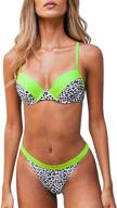 👙 cupshe women's leopard low waist push up bikini sets with neon trimmed thong logo