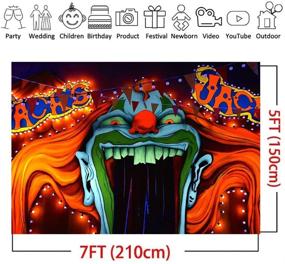 img 2 attached to Фон студии искусства в стиле Хэллоуина: 7x5 футов Хоррор-цирк с огромным злым клоуном, страшным фоном для фотографий на день рождения Хеллоуин для детей, баннер вампиров грейв и реквизит для фотобудки.