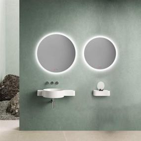 img 2 attached to 🪞 CITYMODA 24" Round LED Bathroom Mirror Circle Backlit Illuminated Mirror Wall Mount Anti-Fog with 3 LED Color Dimmable Lights