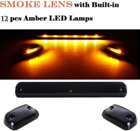 img 1 attached to NPAUTO Smoked LED Cab Marker Lights: Amber 12 LED Roof Top Clearance Lights for 2007-2014 Chevy Silverado GMC Sierra 1500 2500 3500 2500HD 3500HD