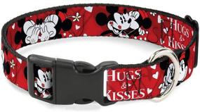 img 3 attached to Buckle-Down Plastic Clip Dog Collar - Mickey Minnie Hugs Kisses Poses in Reds & White | Adjustable Sizes for Small, Medium, and Large Dogs