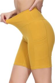 img 1 attached to 🏃 Eyesoul Women's High-Waisted Running Biker Shorts: 7" Yoga Shorts with Pockets in Soft Spandex - Top Performance and Comfort