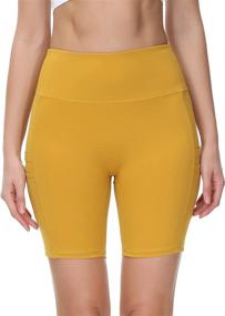 img 2 attached to 🏃 Eyesoul Women's High-Waisted Running Biker Shorts: 7" Yoga Shorts with Pockets in Soft Spandex - Top Performance and Comfort