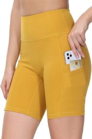 img 4 attached to 🏃 Eyesoul Women's High-Waisted Running Biker Shorts: 7" Yoga Shorts with Pockets in Soft Spandex - Top Performance and Comfort