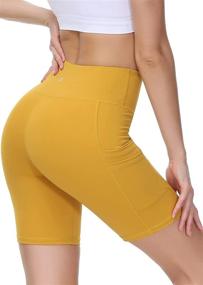 img 3 attached to 🏃 Eyesoul Women's High-Waisted Running Biker Shorts: 7" Yoga Shorts with Pockets in Soft Spandex - Top Performance and Comfort