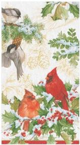 img 1 attached to 🎄 Delightful Caspari Christmas Birds and Greenery Paper Guest Towel Napkins - 15 Per Package: Elevate Your Festive Decor!