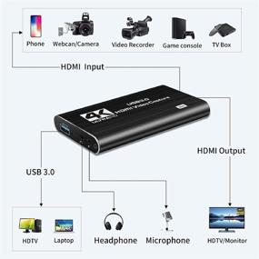 img 3 attached to 4K Video Capture Card USB 3.0, 1080P 60fps HDMI Audio Video Capture Device - Portable Converter for Gaming, Streaming, Live Broadcasting, and Teaching