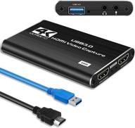 4k video capture card usb 3.0, 1080p 60fps hdmi audio video capture device - portable converter for gaming, streaming, live broadcasting, and teaching logo