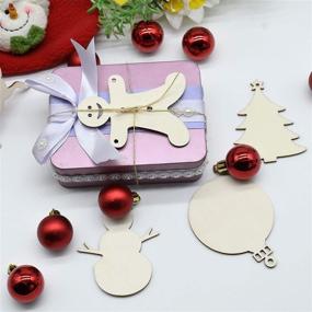 img 2 attached to 🎄 30-Piece Christmas Tree Wooden Hanging Ornaments Kit | Unfinished Wood Cutouts Embellishments | Storage Tray | Xmas Gift Tags Decorations | Kids DIY Crafts