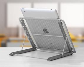 img 1 attached to Adjustable and Ventilated Mesh Laptop Stand for Laptop/Notebook/iPad/Tablet in Silver - Halter